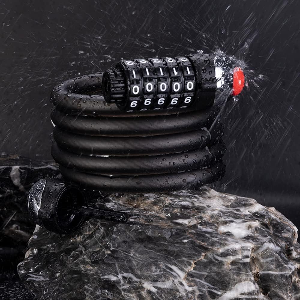 Night Light Bike Lock,5 Digit Combination Code Outdoor Cycling Mountain Bike Cable Station for Ladders, Grills, Gates Anti-Theft Lock (120cm Without Light)