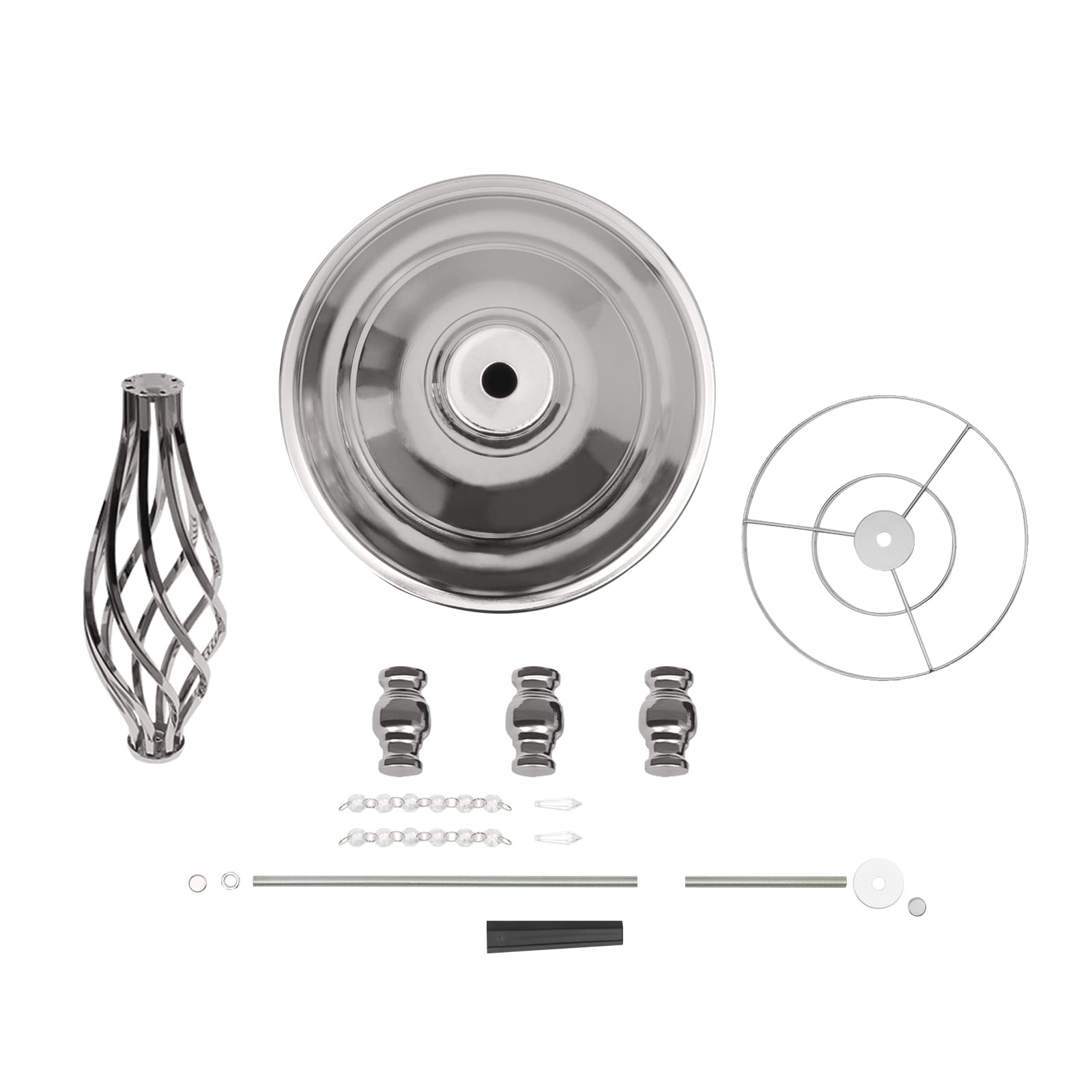 OUKANING Lot de 6/10 supports de fleurs de mariage en cristal avec suspension - Pour décoration de table et de couloir - Décoration DIY pour mariage, événement et maison - Argenté - 10 x 55 cm