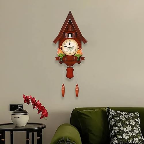 Miniatura 7 de Reloj de cuco, reloj de pared grande y moderno y creativo, reloj de pared de metal silencioso vintage sin tictac para sala de estar, dormitorio,