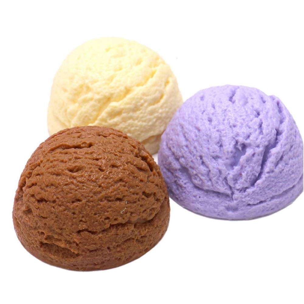 YAIKOAI 3 Pieces Artificial Ice Cream Balls Realistic Simulation Food
