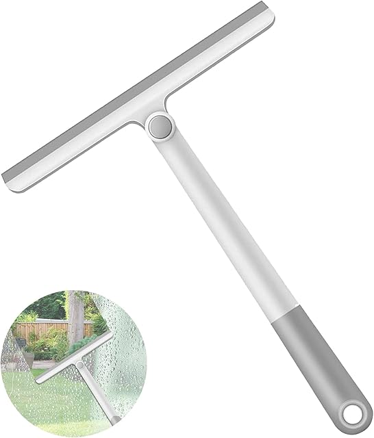 Micacorn Shower Squeegee for Shower Glass Door, Window Squeegee Extended Handle 360 ° Rotatable Multi-Purpose Silicone Squeegee Clean for Bathroom, Windows, Kitchen Surface, and Car Glass(A)