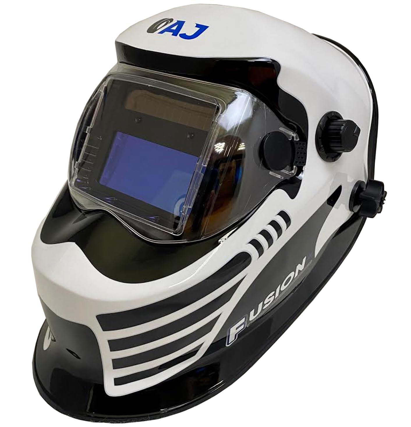 Autojack White Welding Helmet Mask Auto Darkening & Solor Powered True Colour & Grinding Switch 4 Din Fast Switching 1/25,000Th Second