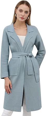 Women's Classic Coat Open Front Bowed Belted Oversized Long Jacket Wrap Cardigan Coatigan With Tie Belt 3313598 14y0ow