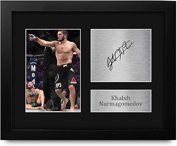 HWC Trading Khabib Nurmagomedov MMA Framed Gifts Printed Signed Autograph Picture for UFC Memorabilia Fans - US Letter Size