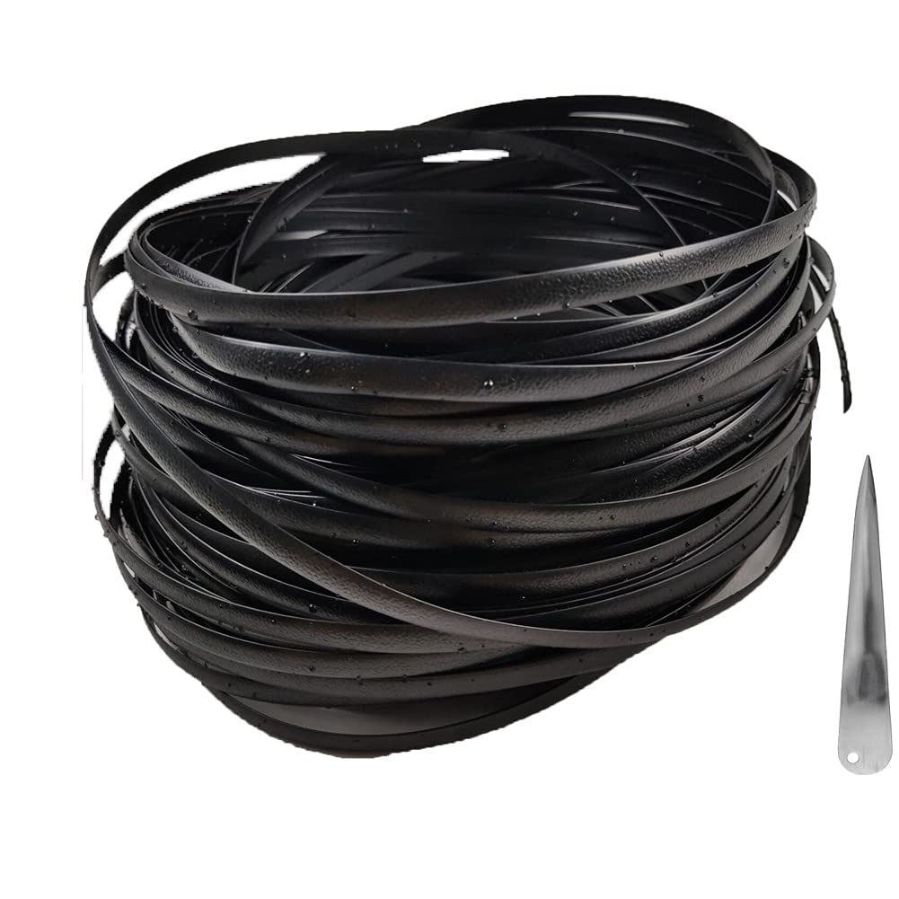 Odsk Black-1 Rattan Furniture Fixing Kit, Wicker Repair Material, Black Flat Plastic Woven Material For Installing Rattan Furniture And Garden Chair Basket -70M (220 Ft) (Black-1)