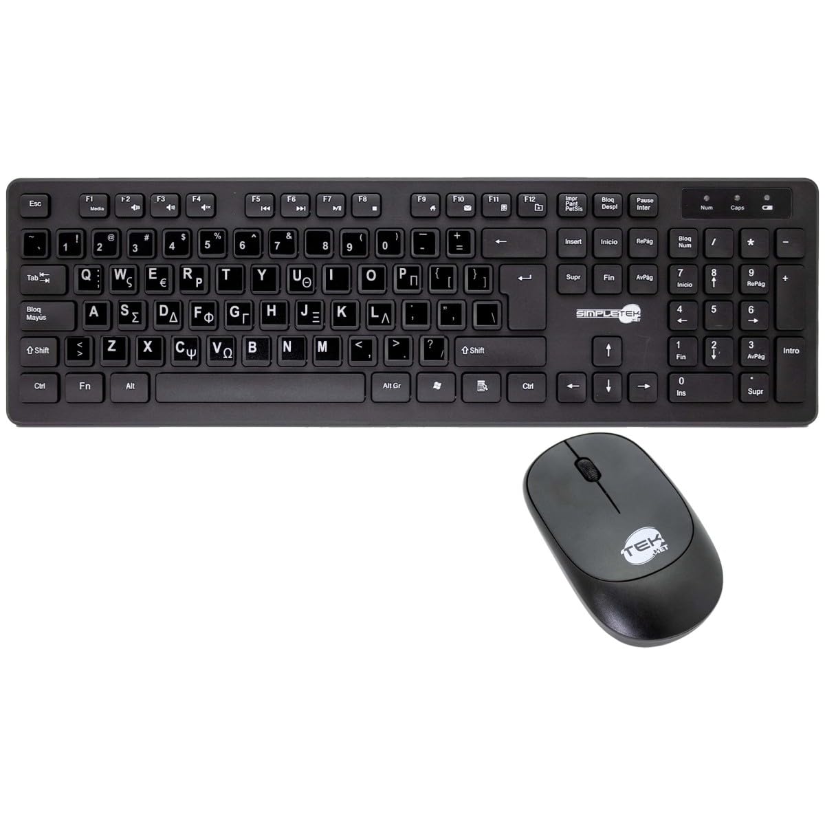 Souris et clavier sans fil QWERTY GR pour ordinateur de bureau Simpletek