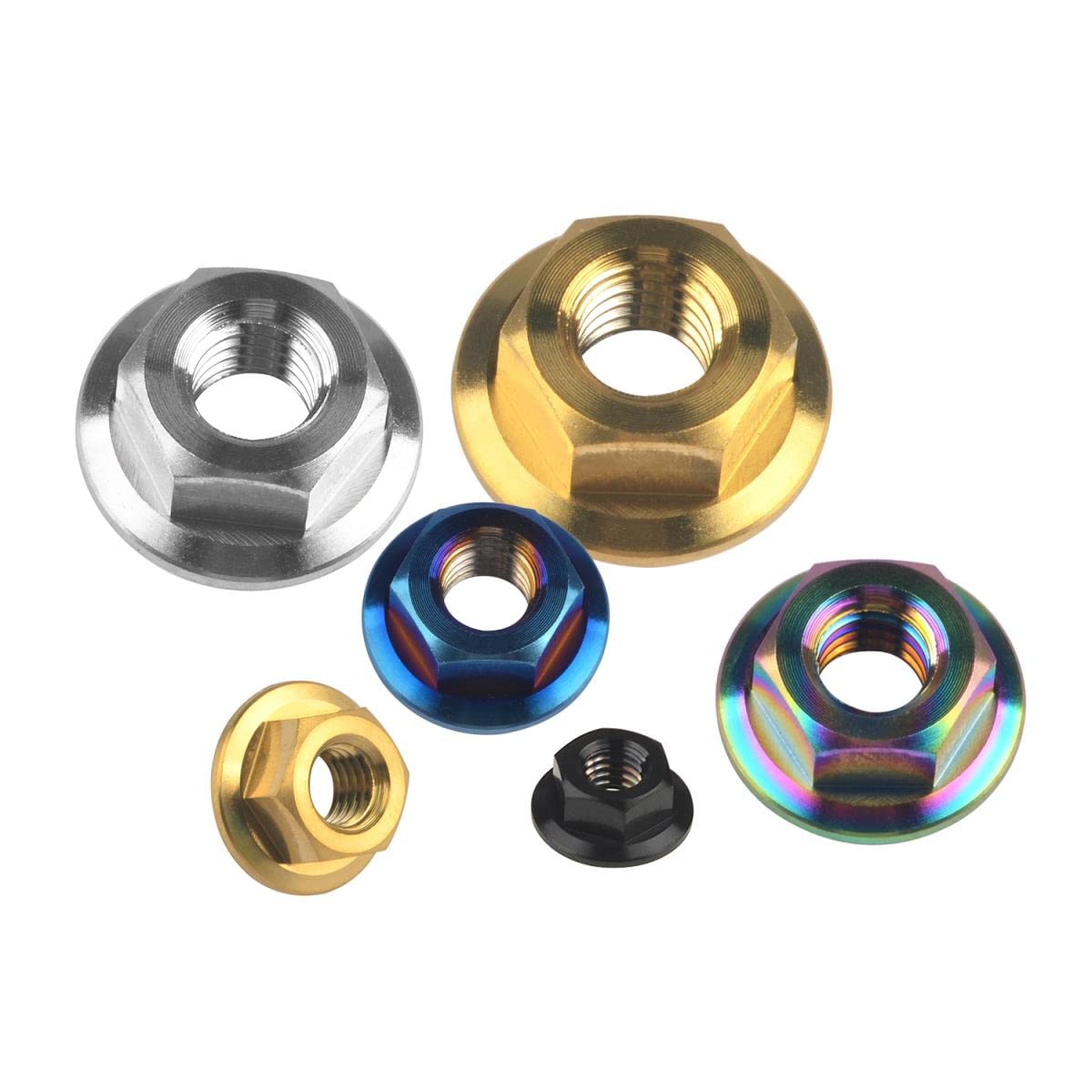 4PCS Titanio M5 M6 M8 M10 M12 M14 M16 Flangia standard per dadi esagonali in lega metrica per freno bici-M10 1.5mm,Gold
