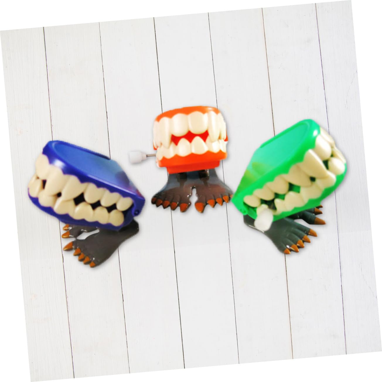 VOSAREA 6Pcs Chattering Teeth Wind Up for Novelty Walking Teeth with Feet Random Colors Fun for Halloween and Parties