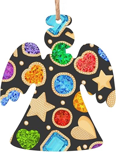 Miniatura 1 de Jewelry Gemstones Gold Fashion Christmas Wooden Ornaments6 Pcs Xmas Wood Angel Shape Ornaments Xmas Tree Hanging Farmhouse Ornaments for Christmas