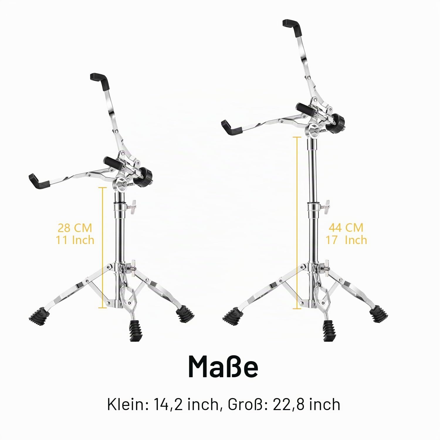 Donner Snare Ständer Höhenverstellbar 46-65cm doppelstrebig Snare Drum Stand mit Drumstick Tasche