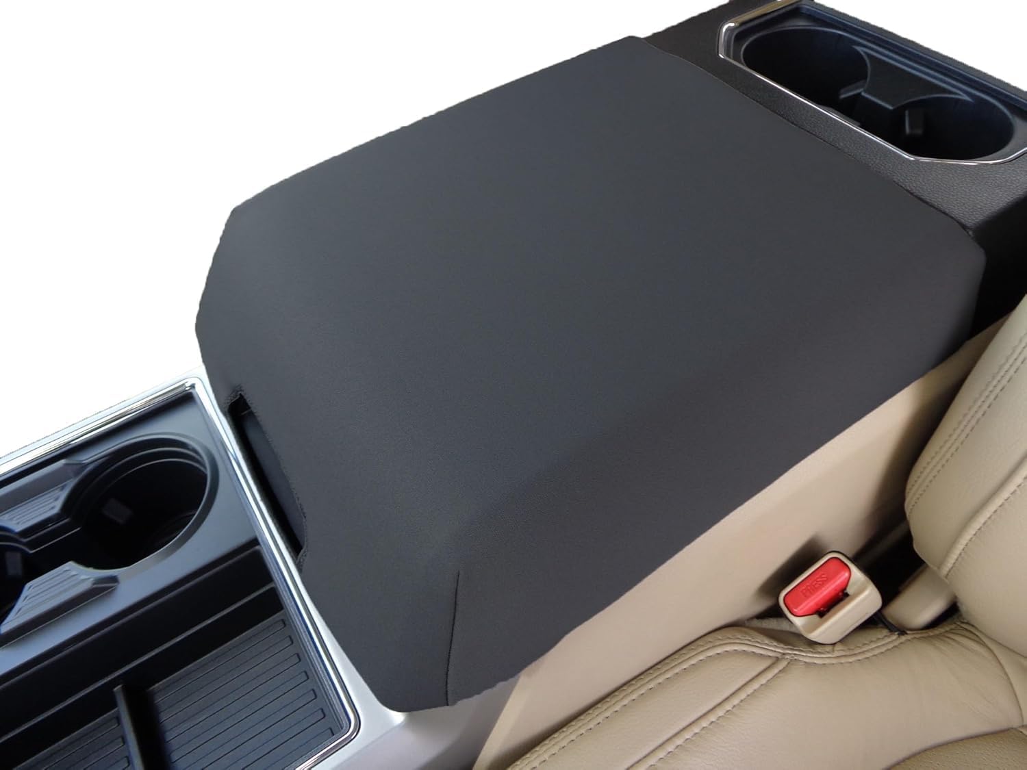 Car Console Covers Plus Made in USA fits Ford F150 F250 2014-2024 Select Bucket Seat Models Neoprene Center Console Cover for Console Image as Shown (Black Neo)