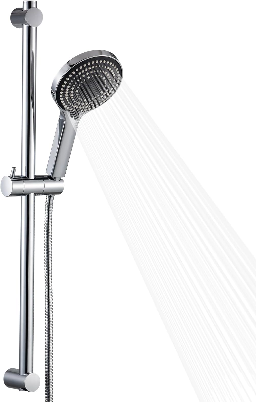 OFFO Shower Slide Bar with 6 Modes Shower Head Set, 1.5m Stainless Steel Hose,Adjustable 70cm Riser Rail and High Pressure Handheld Showerhead,Chrome