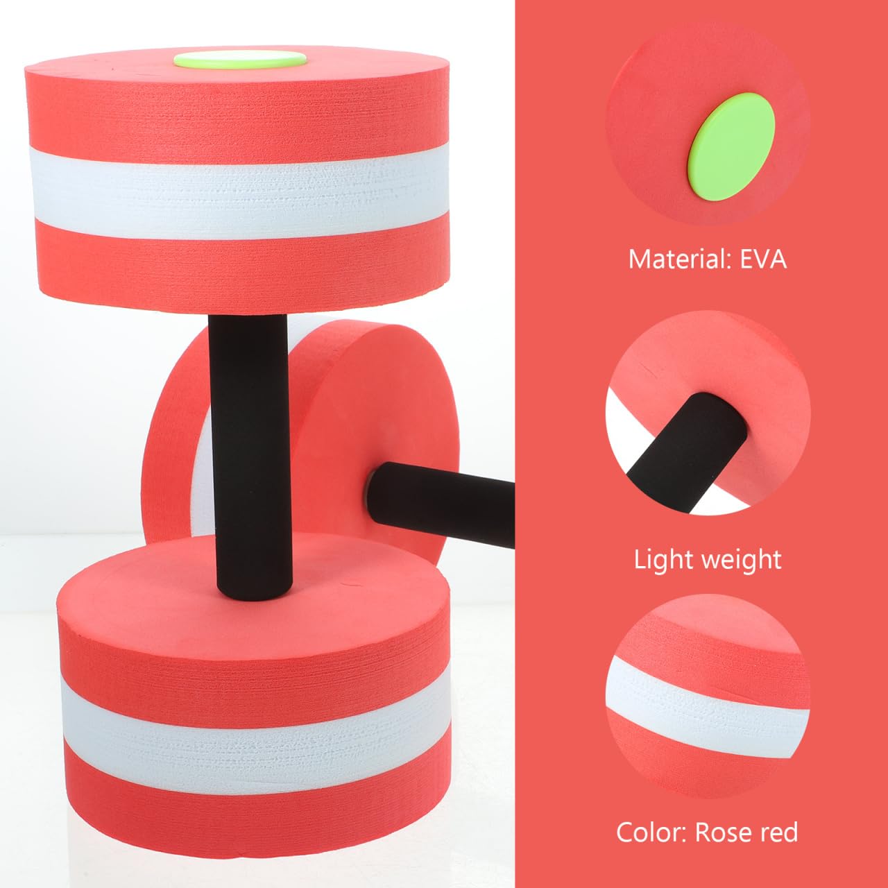 SEWACC Lot de 2 haltères en mousse EVA haute densité pour exercices aquatiques et aquatiques (rose rouge)