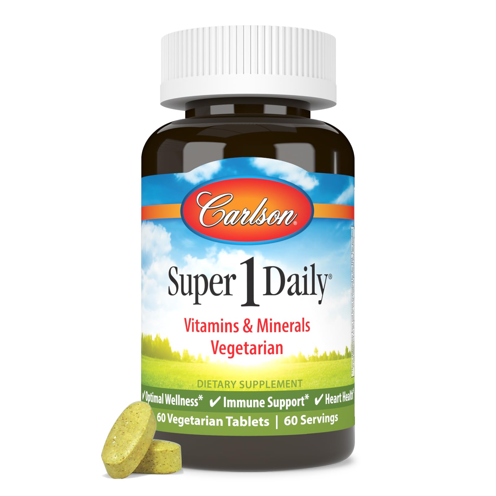 Carlson - Super 1 Daily, Vegetarian Multiple Formula, Multivitamin, Optimal Wellness, 60 Tablets