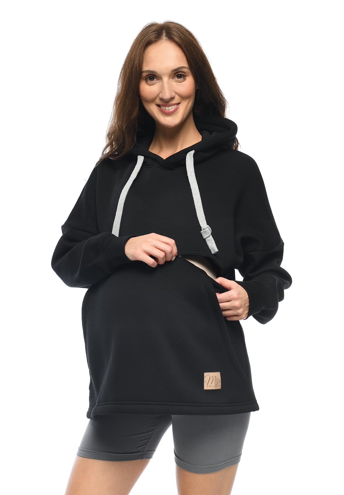 MijaCulture Jersey de maternidad 2 en 1 para lactancia y maternidad, Megan M021 (L/XL, negro)