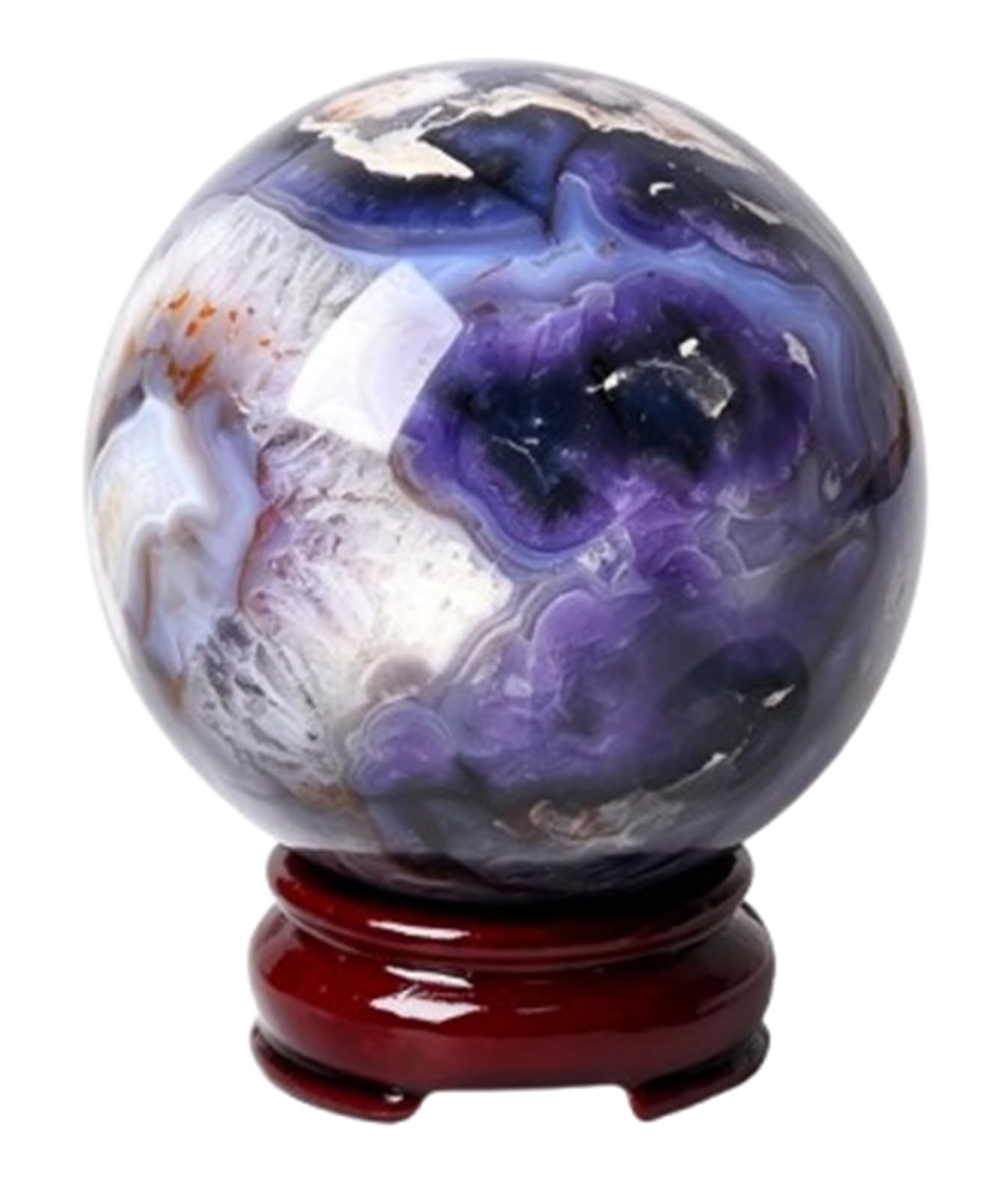 NHDVDVAV 65MM Blue Cherry Blossom Agate Crystal Ball Polished Rock Ball Crystal Stone Sphere for Reiki Meditation Home Decor Chakra Balancing Witchcraft