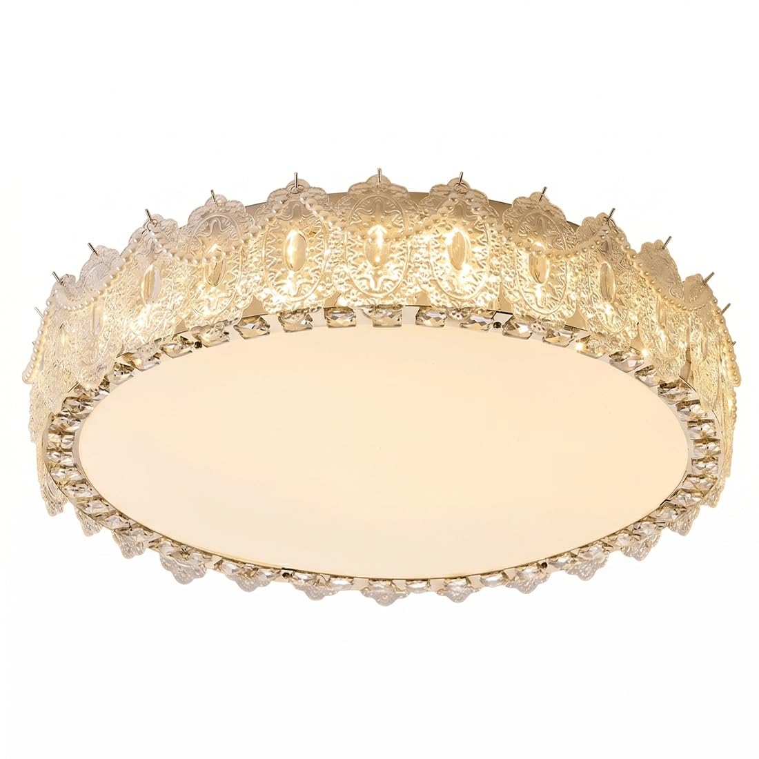 Lampe en cristal moderne LED grand plafonnier encastré en verre
