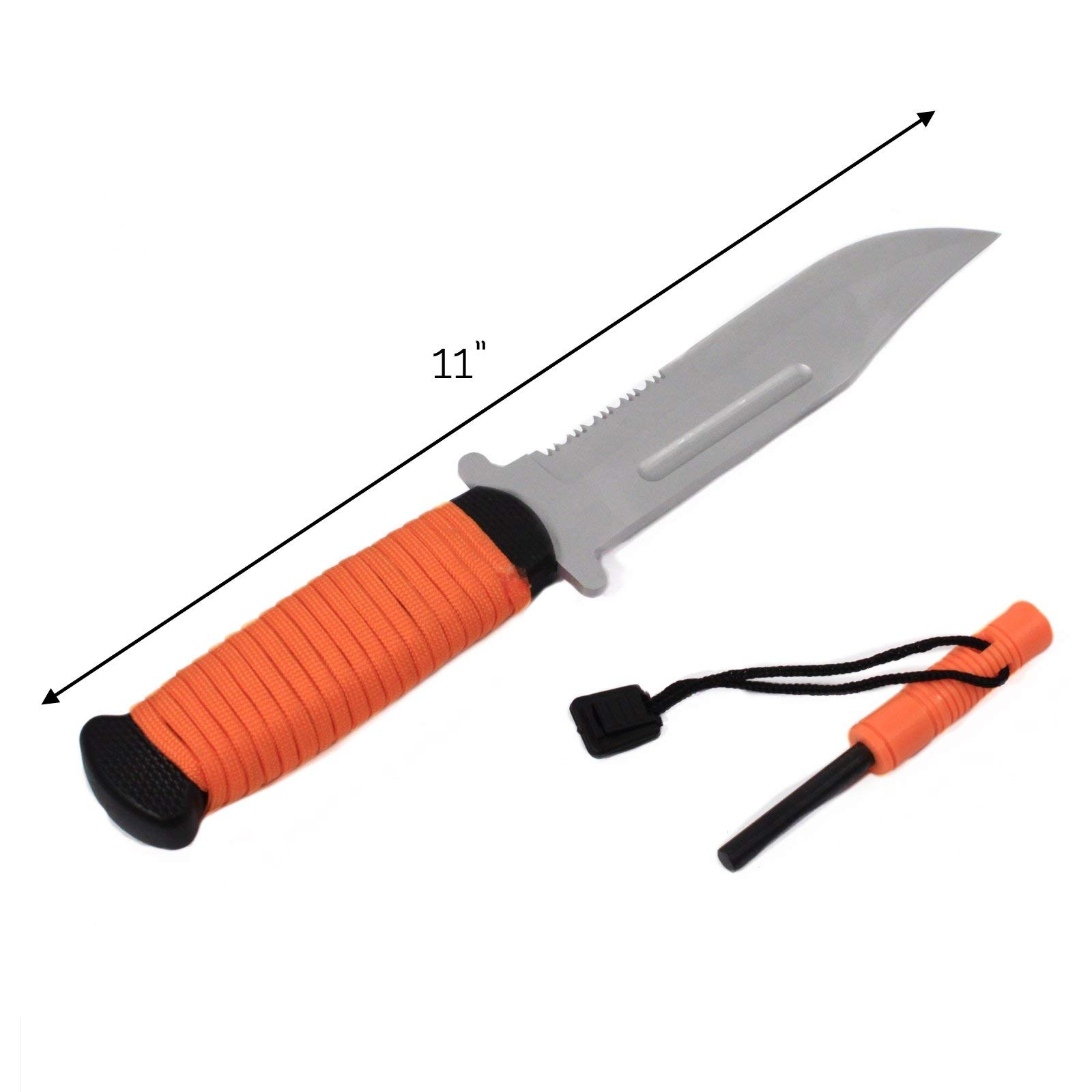 SE Full Tang Fixed Blade Clip Point Outdoor Knife with Firestarter/Whistle - KFD2818-3OR