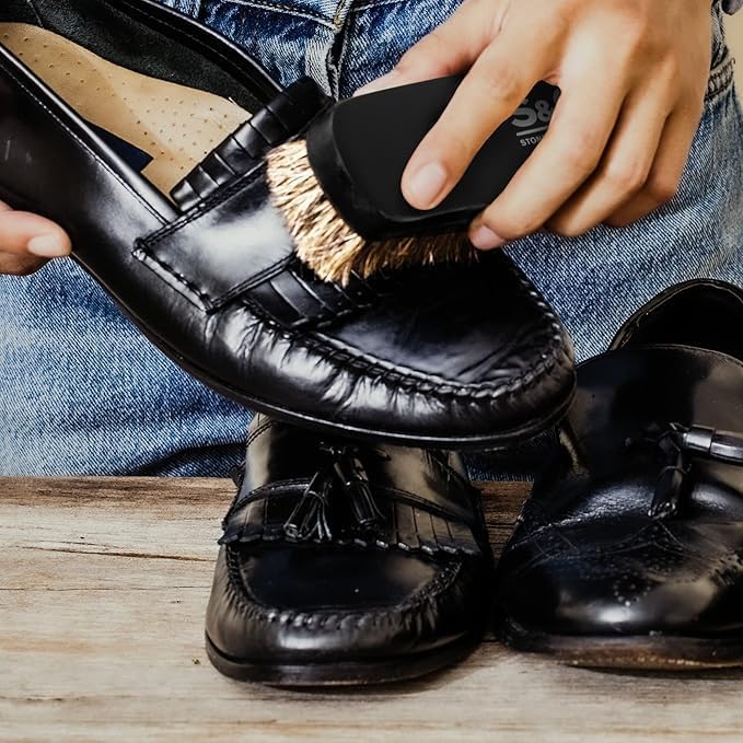 Miniatura 2 de Cepillo Premium de Betún de Zapatos de Crin de Caballo  Cepillo de Zapatos de Madera de Haya Hecho a Mano para Brillo y Abrillantado  Lujoso Cepillo
