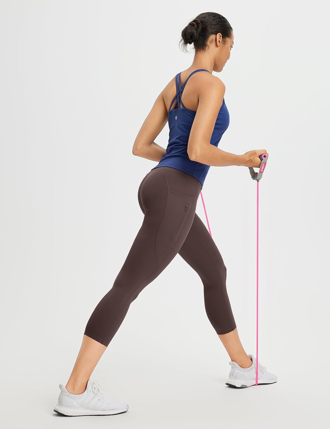 baleaf Women's Capri Leggings with 3 Pockets Tummy Control 21" Inseam Workout Capris Yoga Pants - Image 6