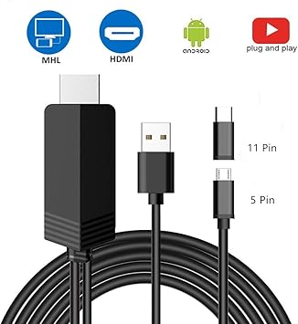 Amazon Micro Usb Hdmiケーブル Mhl Hdmiアダプタ 5ピン 11ピン 1080p Hdtv サムスン Galaxy S5 S4 S3 Note 3 Note 2 Note 8用 ミラーリングと充電ケーブル タブレット Pc Android携帯電話用 Trevoz