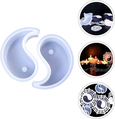 Miniatura 6 de Garneck 8 moldes de silicona para velas para hacer velas, diseño flexible de Tai Chi para decoraciones perfumadas únicas, fáciles de usar y