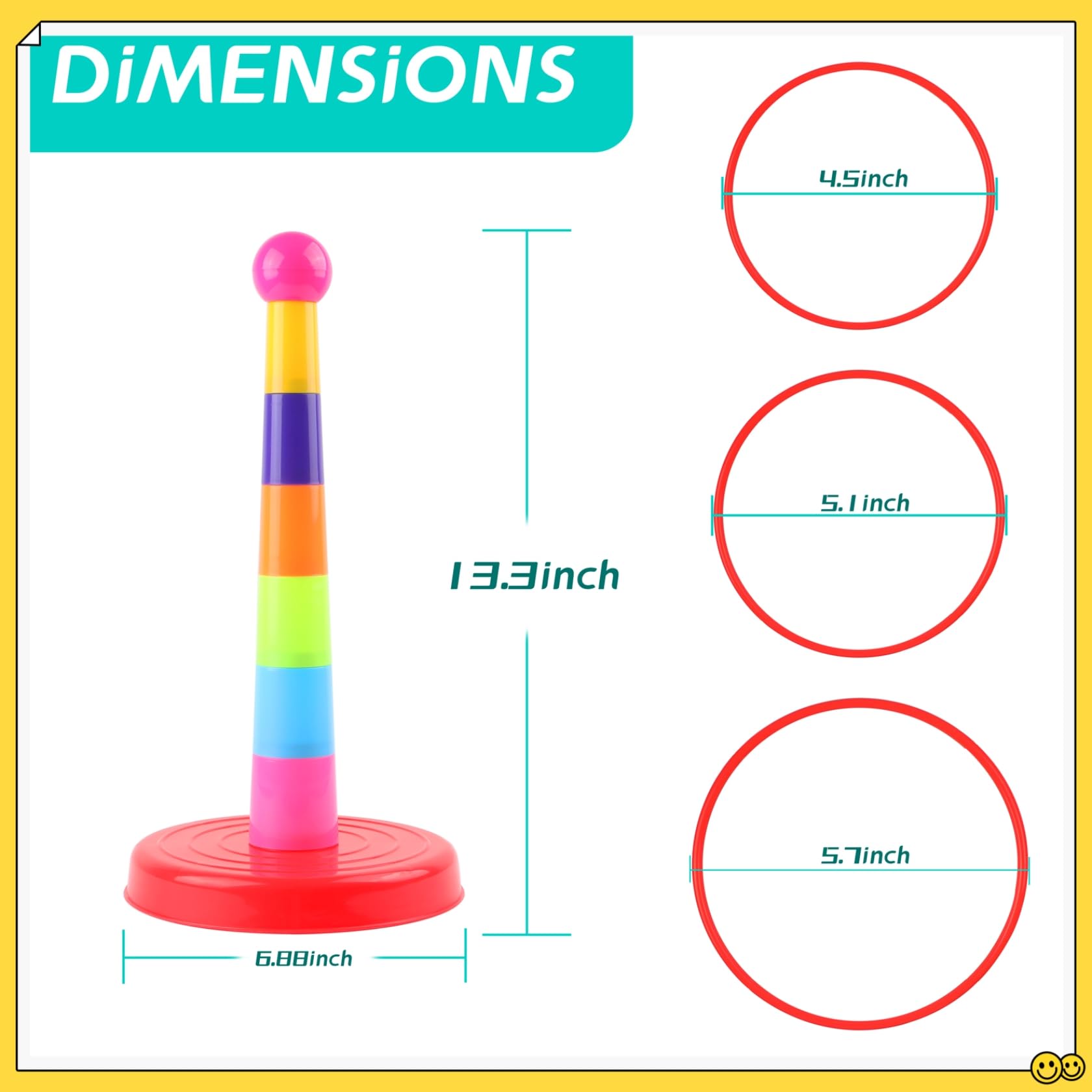 Lancer d'anneaux pour Enfants avec 24 Anneaux de Lancer,Jeux de Lancer d'anneaux de Carnaval pour Enfants, fêtes d'anniversaire, Jeux de Jardin extérieurs.