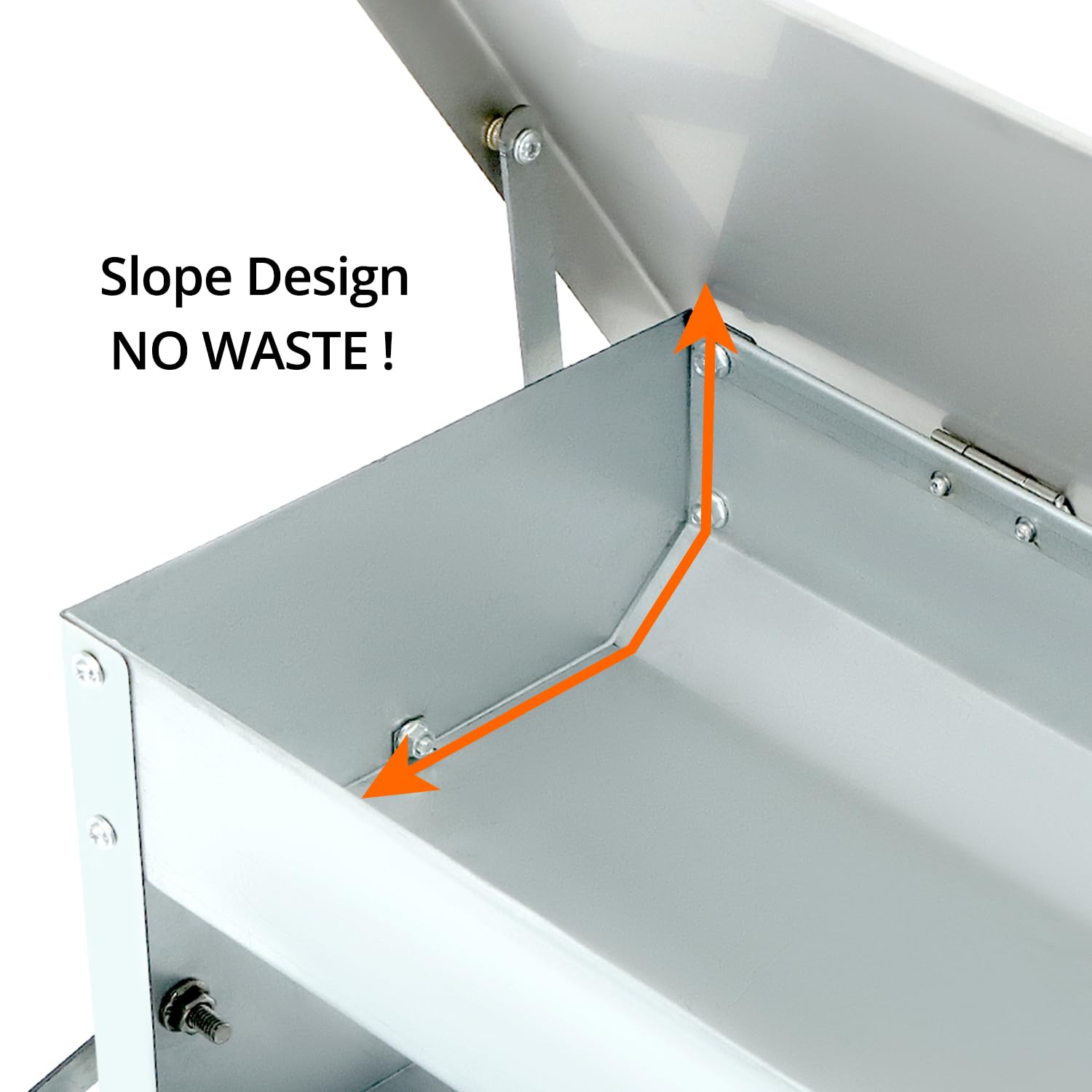 QWORK® Mangiatoia Automatica per polli - capacità 5 kg - Design Inclinato Interno - Coperchio in Acciaio Inossidabile e Pedale Antiscivolo (56x18x18 cm)