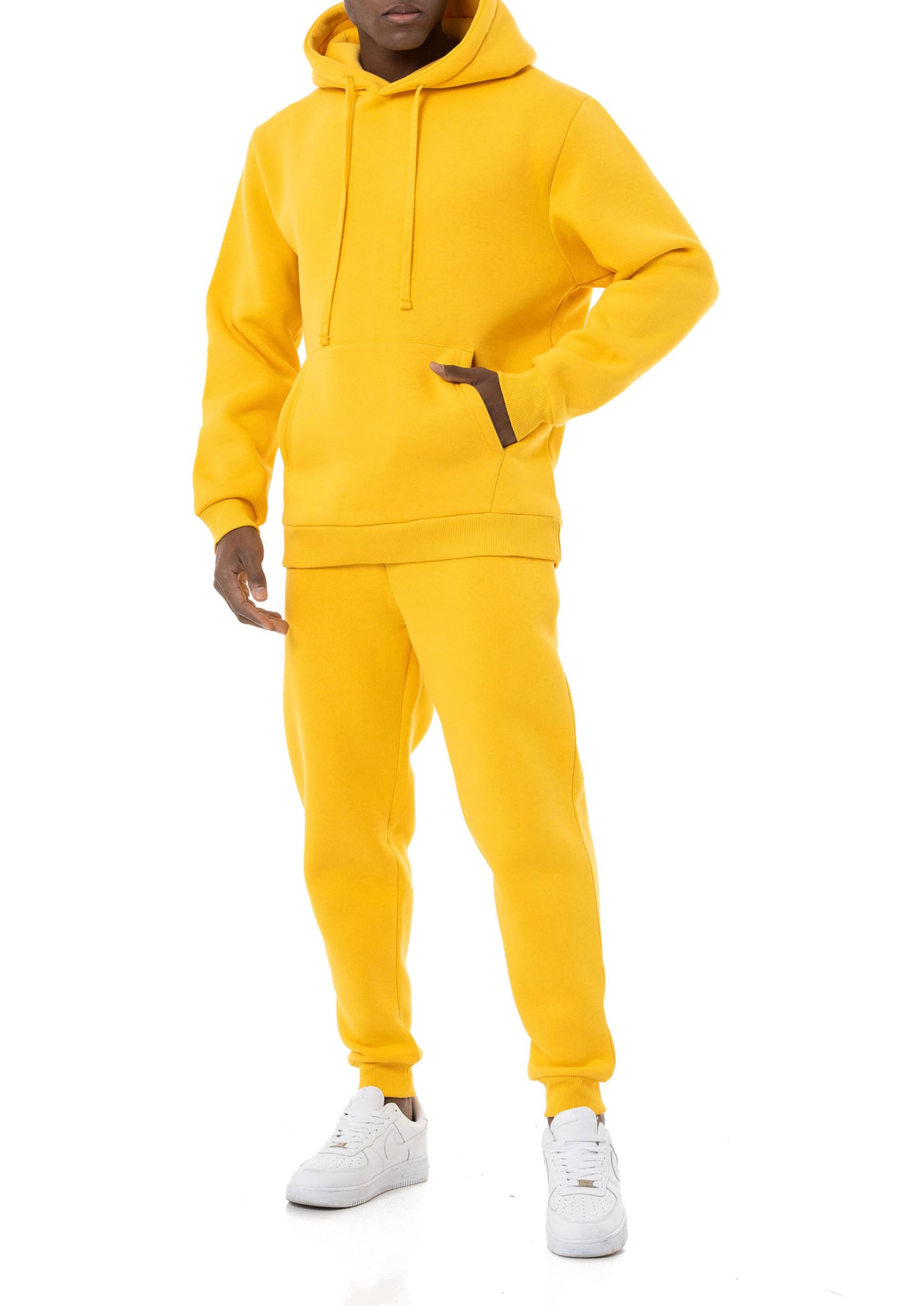 Redbridge Herren Jogginganzug Set Kapuzenpullover und Jogginghose – Gelb XXL