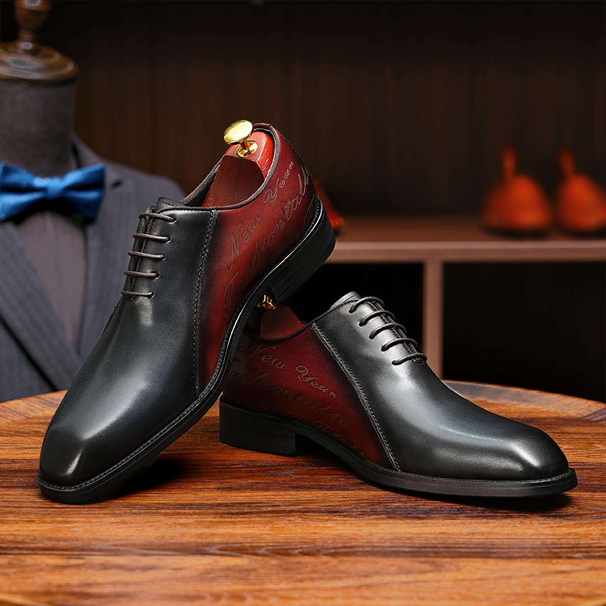 Scarpe Formali in Pelle Fatte a Mano da Uomo Oxfords Basse Stringate Scarpe Eleganti per Matrimoni Feste e Affari