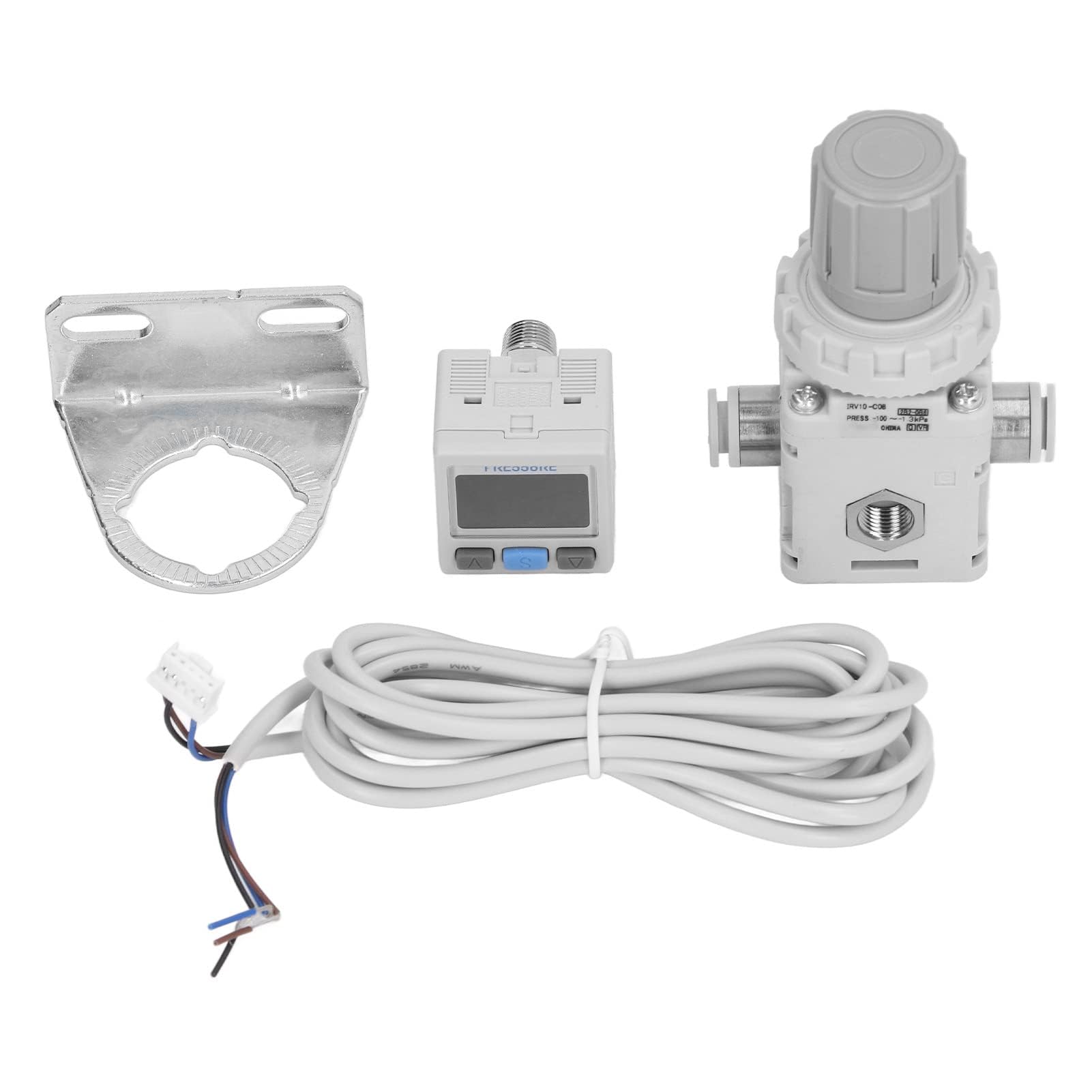Regulador de Presión de Aire Neumático Kit - Válvula Reguladora de Presión con Manómetro Digital y Soporte Portátil, Rango de -100 a -1,3 kPa