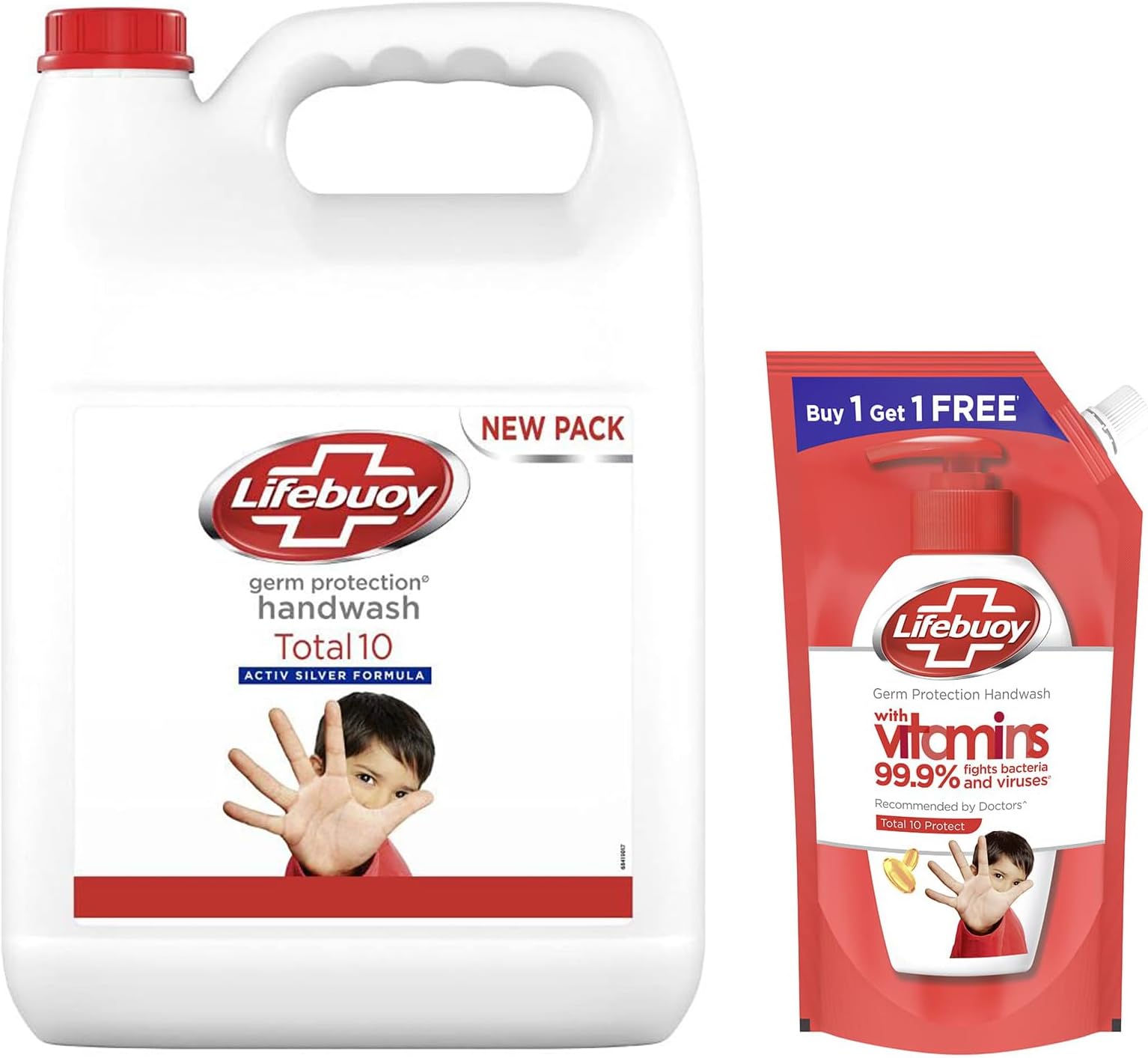 Germ Protection Total PRO Plus Liquid Handwash Refill Canister, 5L & Lifebuoy Total 10 Germ Protection Liquid Handwash Refill Pack, 725ml (1+1 Free Combo)