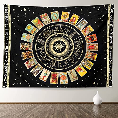 Xgxl Tapestry Tarot Zodiac Tapestry - Astrology Tapestry For Bedroom Aesthetic Blanket Black Constallation Tapestry Manta De Tarot College Dorm Room Decor Psychic Tablecloth #TOP29