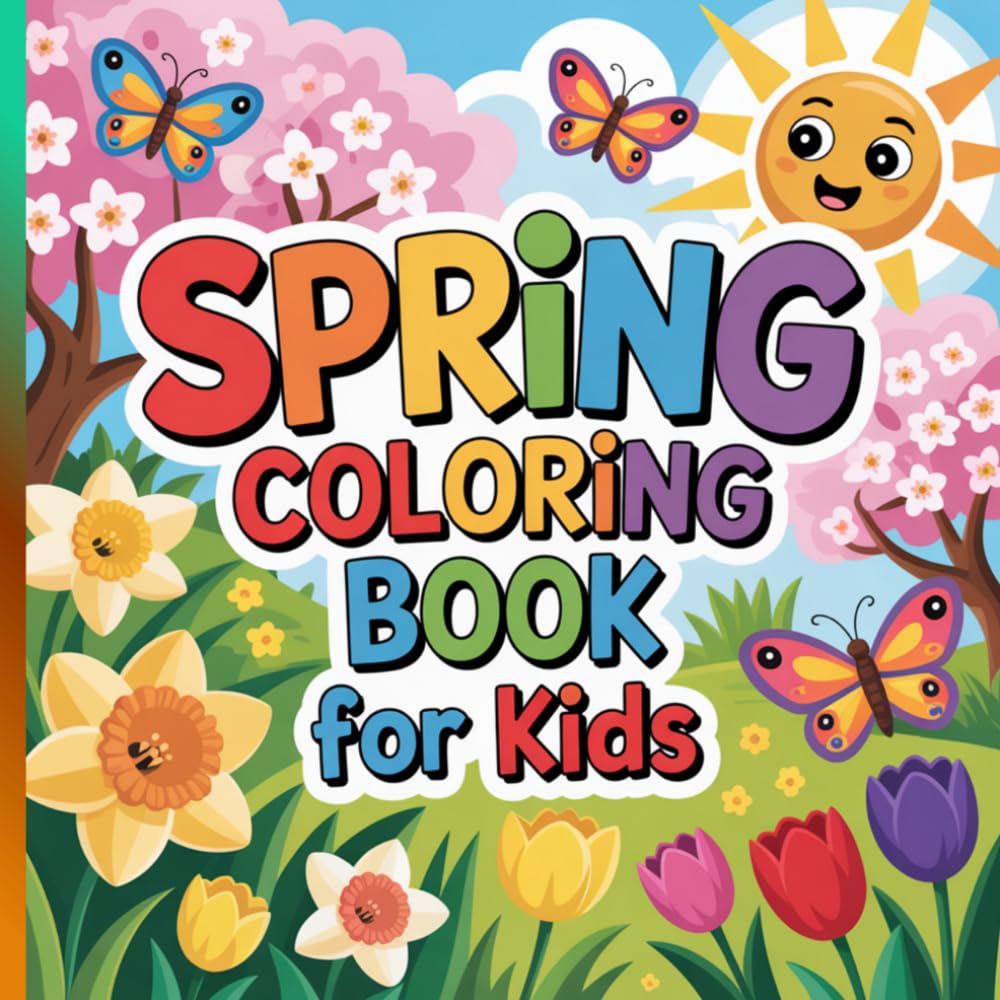 Spring Coloring Book For Kids: Fun, Relaxing Pages with Adorable Animals, Nature Scenes & Creative Activities Ages 4-8
