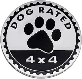 Dogs Badge Rated Car Emblem, 4 x 4 3D Metal Car Badge Decals Stickers Round Emblem Decals, Universal Exterior Decorations Accessories Emblems Badge for Jeep Wrangler Vehicles Truck SUV RV