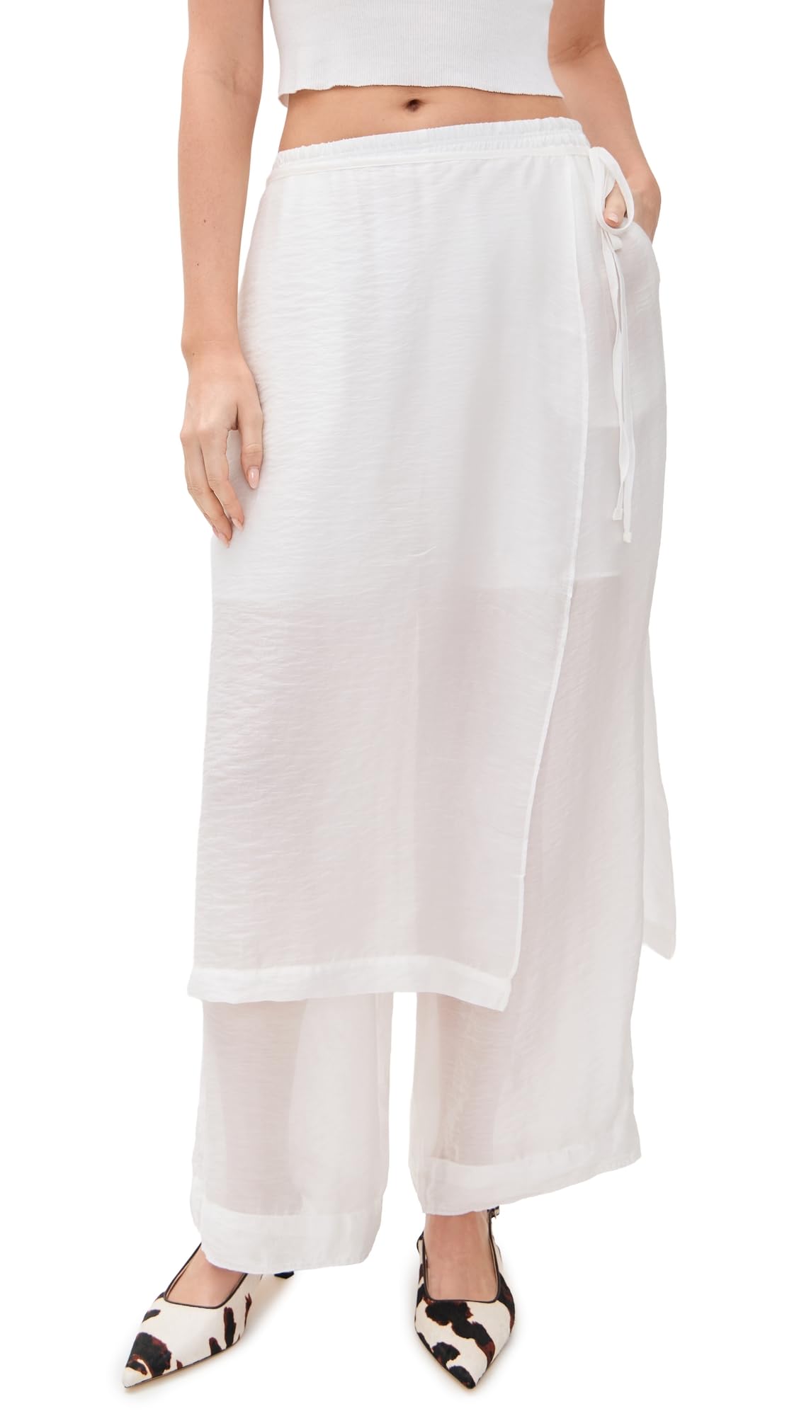 Simonett Womens Textured Translucent Overlay Trousers