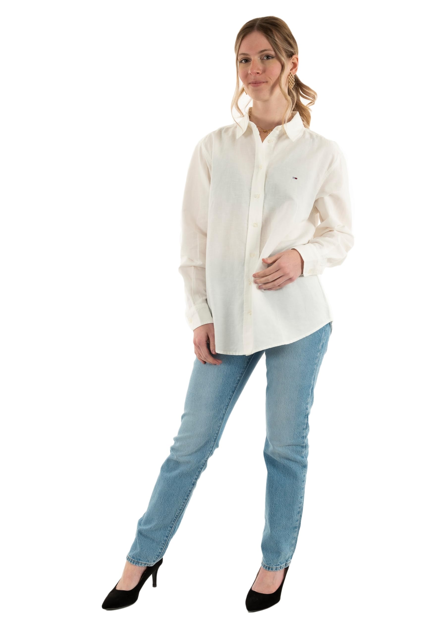 Tommy Jeans Damen Hemd Linen Relaxed Fit