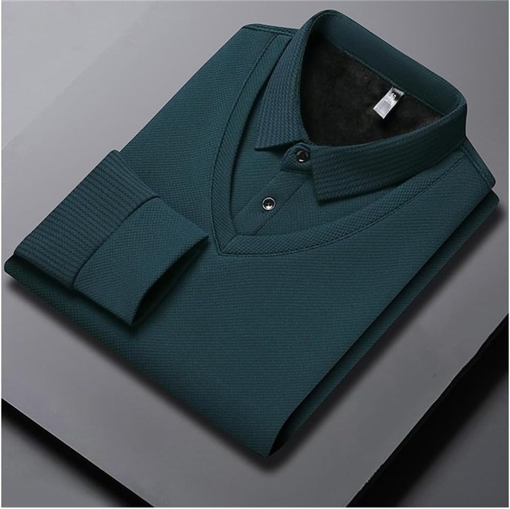 Men's Faux Two Piece Lapel Long-Sleeve Tops, Men's Striped Lapel Fake Two Piece Shirt, Casual Sweaters - Image 4