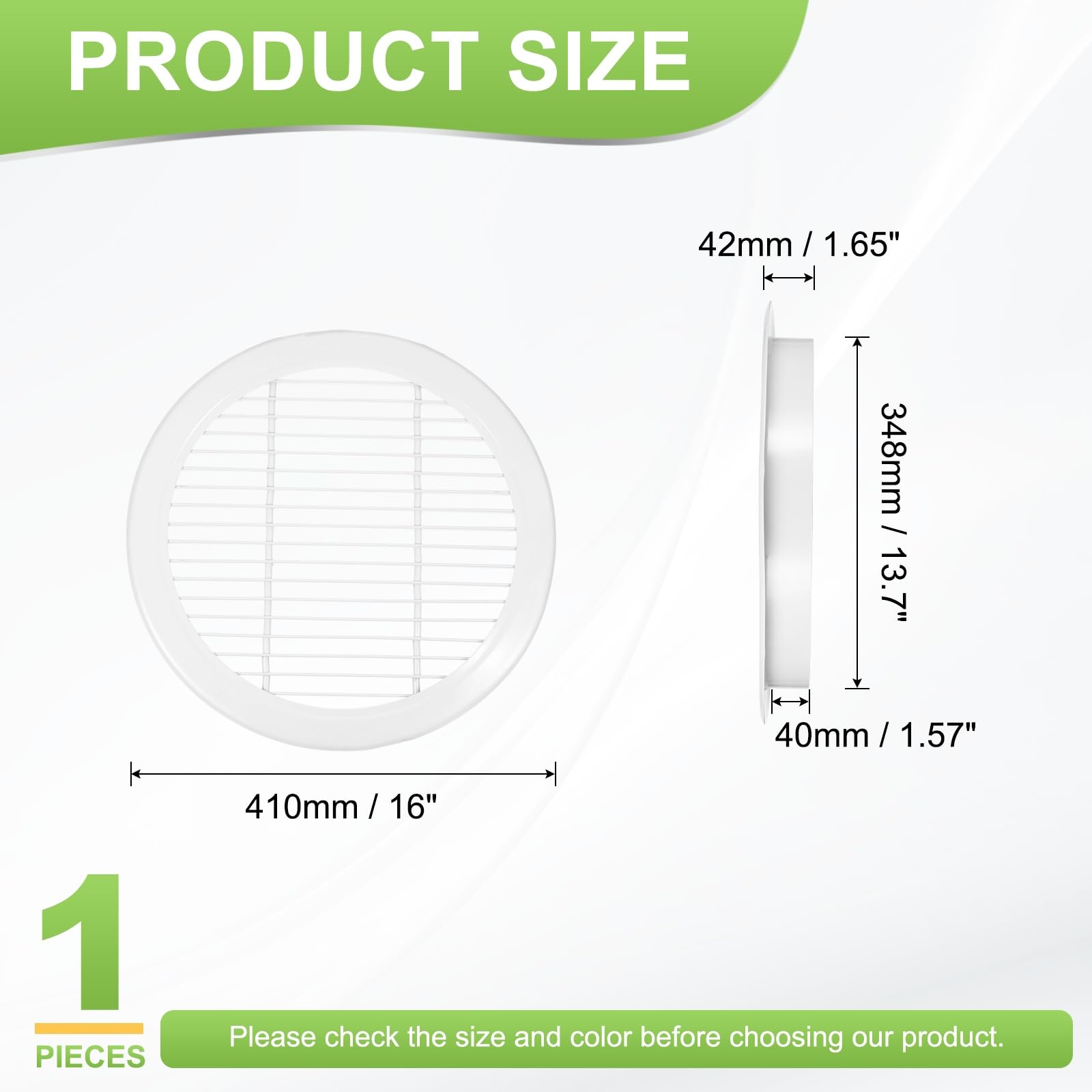PATIKIL Rejilla Redonda De 13.7" Para Ventilación De Aire, Cubierta De Persiana Simple De Aleación De Aluminio Para Sofito HVAC, Blanco