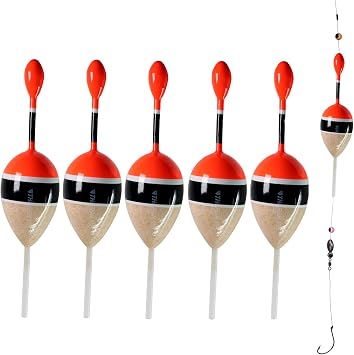 THKFISH Fishing Floats Bobbers Slide Floats Balsa Fishing Bobber Slip Bobbers for Crappie Panfish Trout Bass 1/2oz 2"x5.28" 1/6 1.6"x4.8" 5Pcs