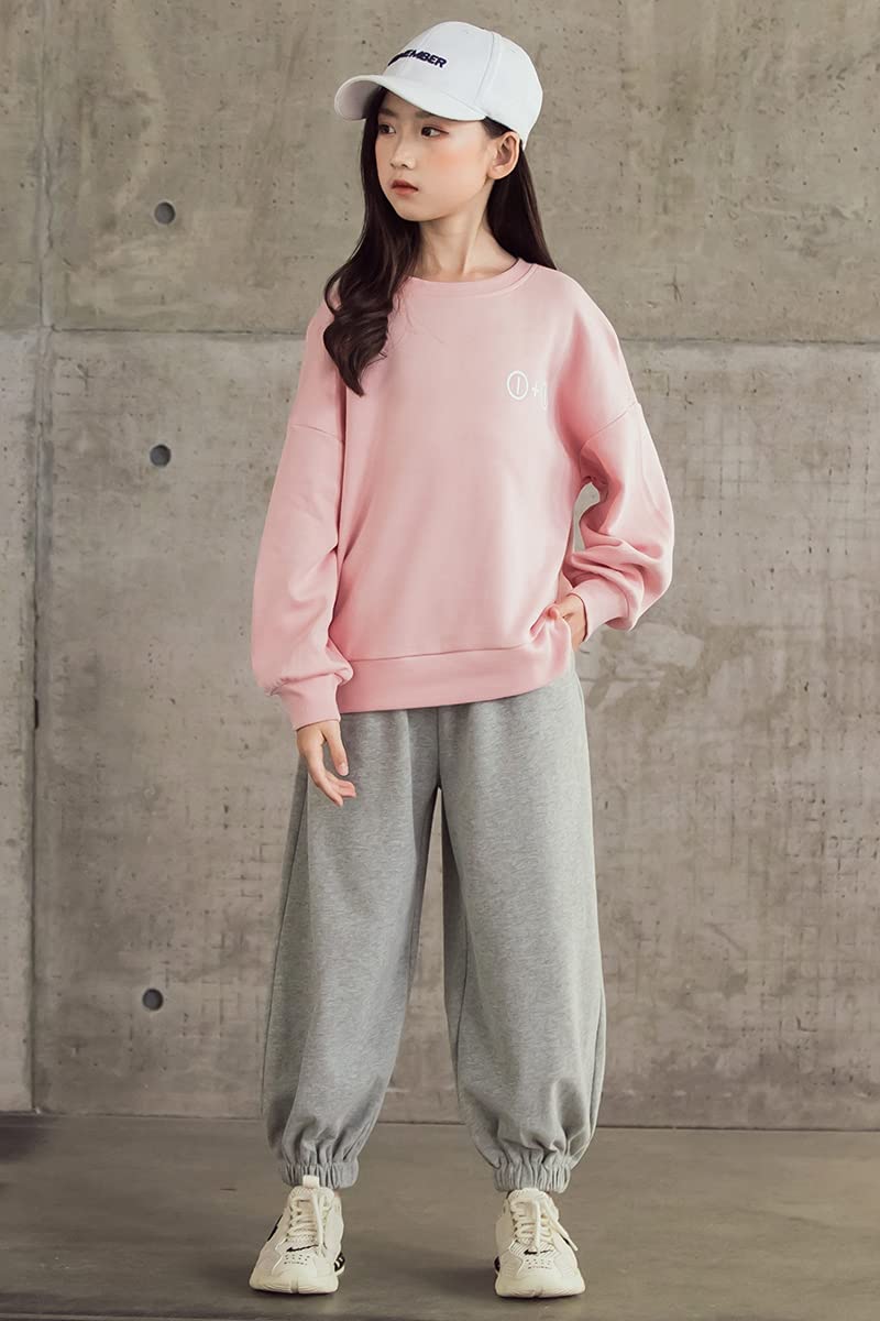 Juego de 2 chándales para niña, sudadera y pantalones, ropa para correr, juego de ropa para niños, Rosa., 164/170 cm