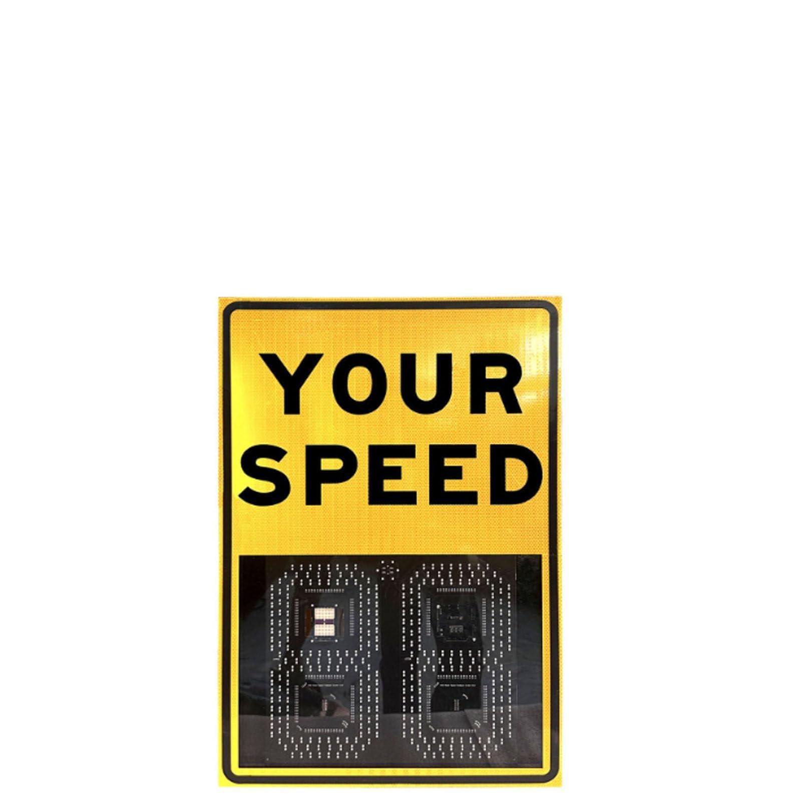 LjyAeono Solar Powered Radar Speed Limit Sign, LED Radar Feedback Sign Traffic Feedback Warning Board Solar Speed Radar Display for Traffic Yellow