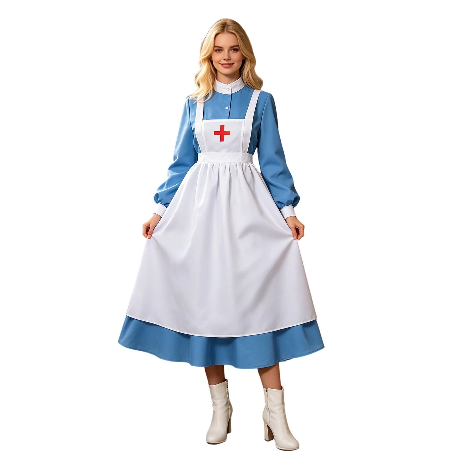 Cosplay Donna,Abito lungo medievale con maniche vaporose elegante vestito letterario rinascimentale per feste a tema storico costume teatrale raffinato da donna