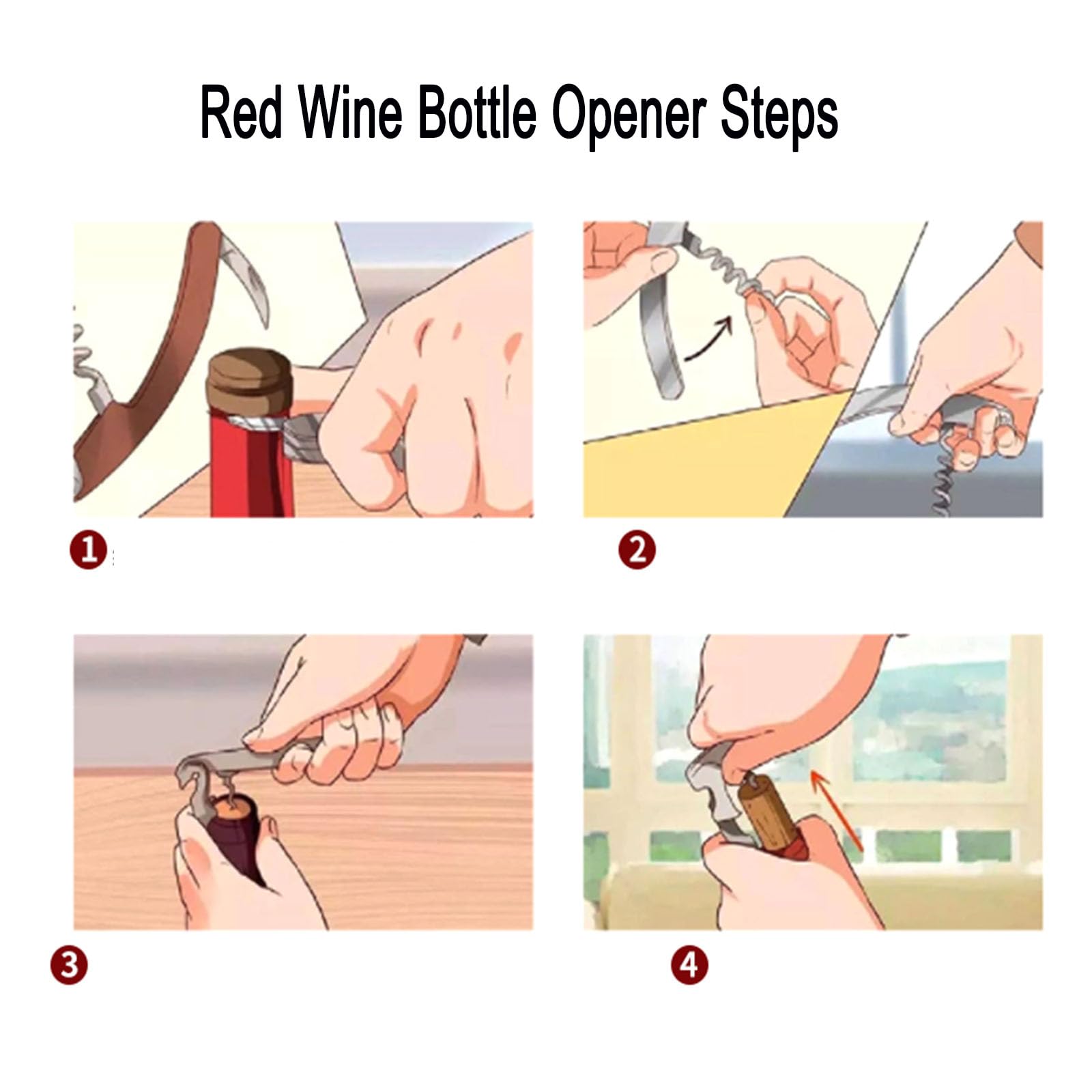 Abridor de Botellas de Vino,70G Engrosado Acero Inoxidable Doble Bisagras Llave con Lámina Cutte Para Camareros de Restaurante, Camarero Profesional Sacacorches Vino Abredores Conjunto (20, Rojo)