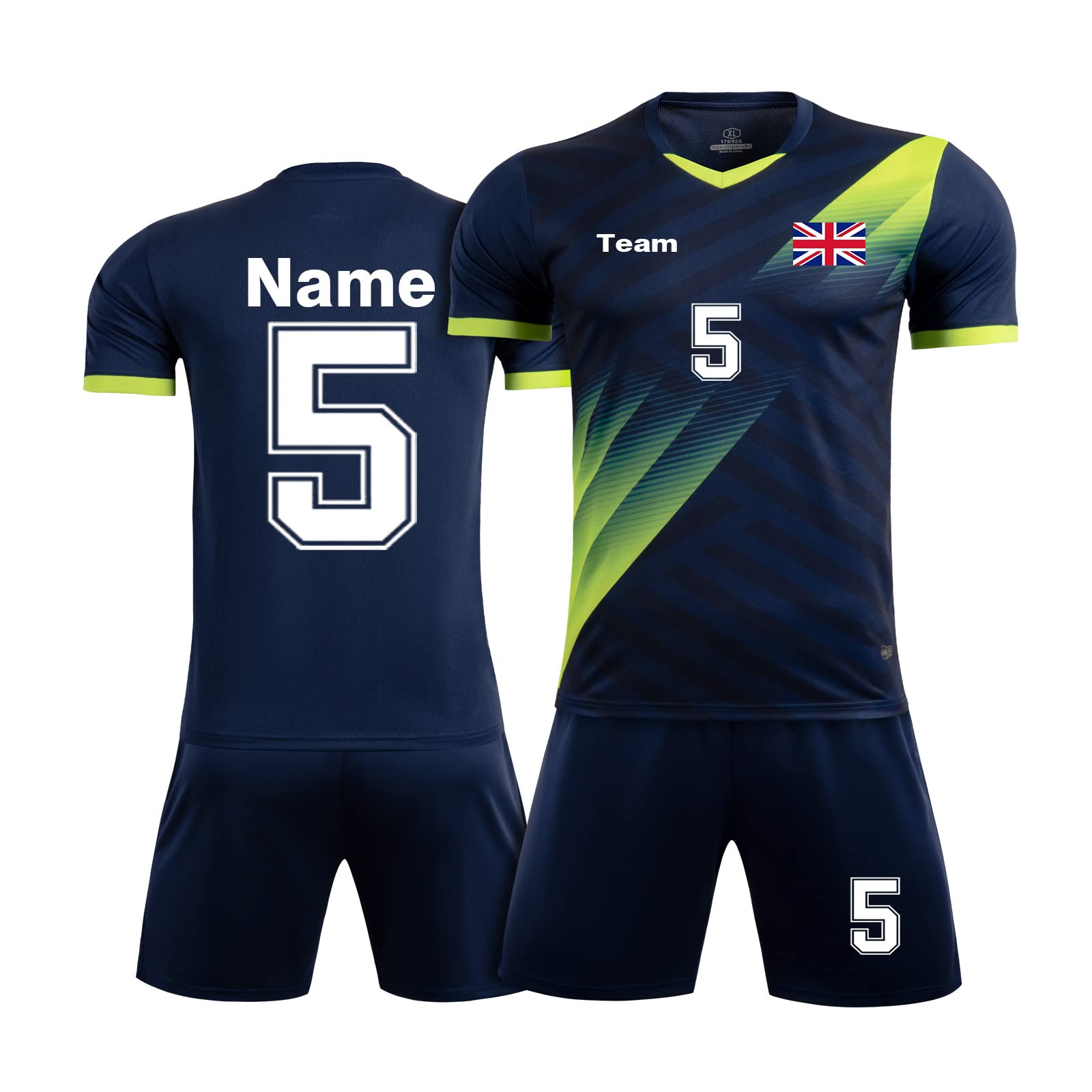 Personalised Football Kit for Kids Adult Custom Football Shirts and Shorts with Your Name Number Team Logo Sapphire