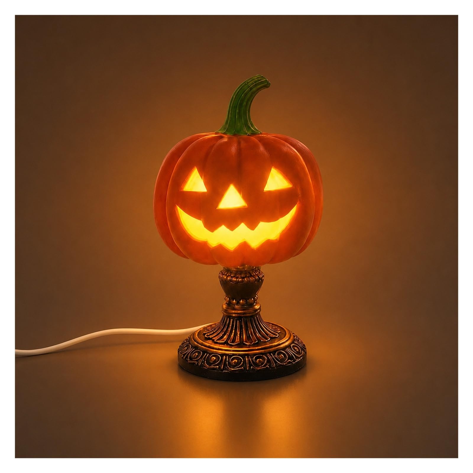 Halloween Pumpkin Lamp, Stained Glass Style USB Jack-O-Lantern Light