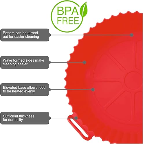 Miniatura 7 de Forros para freidora de aire, paquete de 2 accesorios de silicona para bandeja de freidora de aire. Bandejas reutilizables para hornear bandeja de