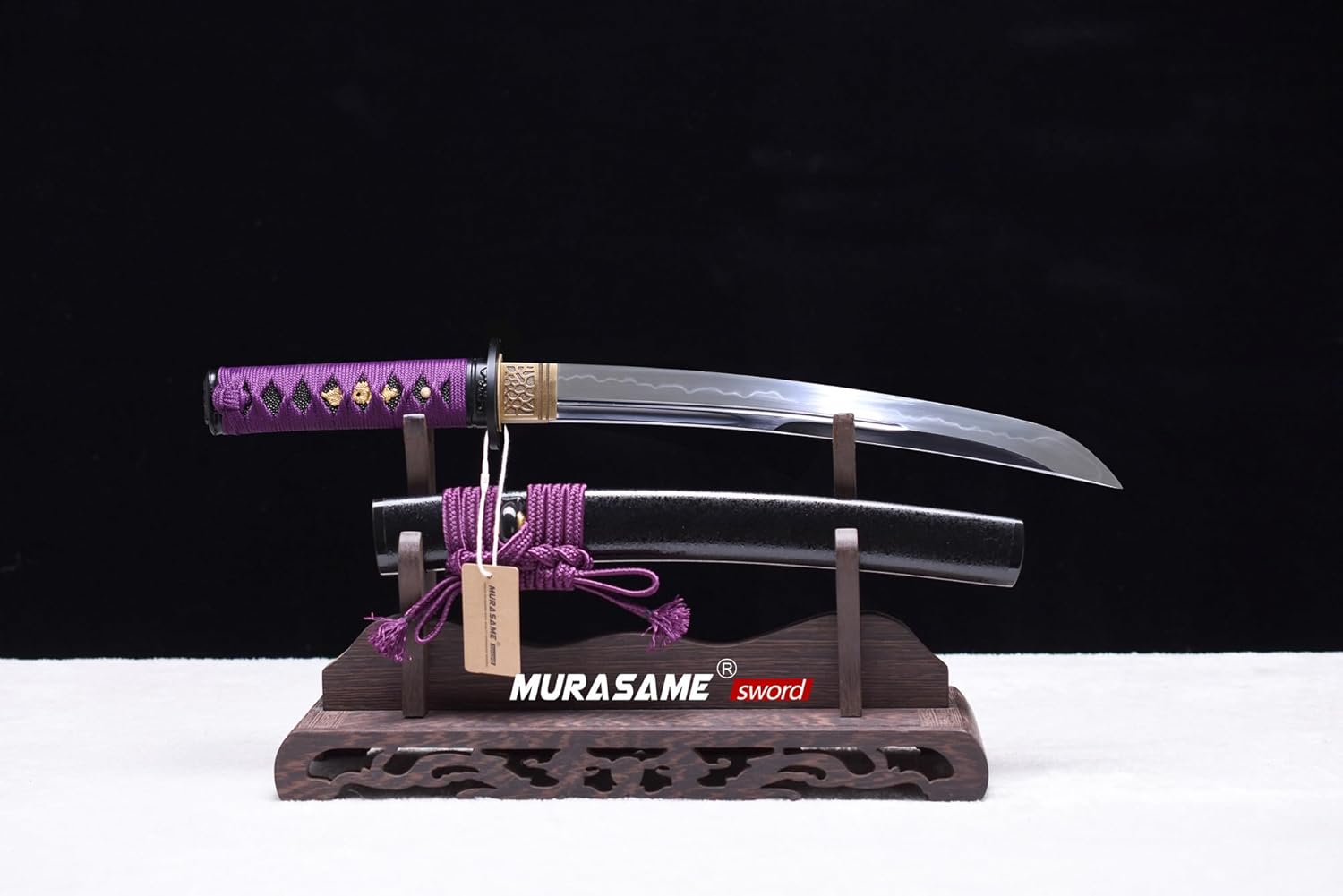 MURASAME Tanto Sword Short Katana Clay Tempered T10 Steel Real Hamon Very Sharp Full Tang Handmade