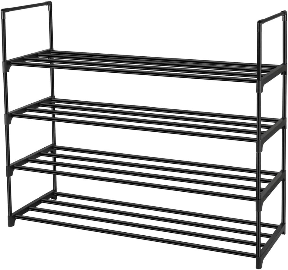 WHITGO 4Tier Shoe Rack, Metal Storage Organiser Stackable Shoe Tower