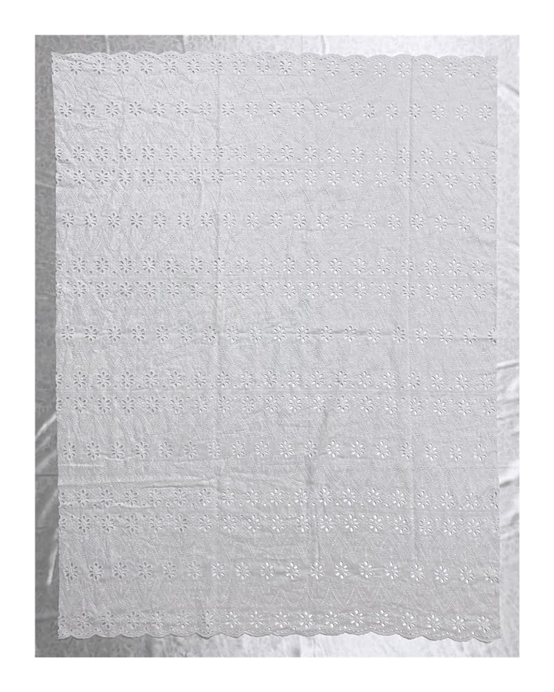 Koronkowa haftowana tkanina z dziurkowanymi oczkami biała bawełniana koronka tkanina na sukienkę, bluzkę (130 cm x 5 metrów)